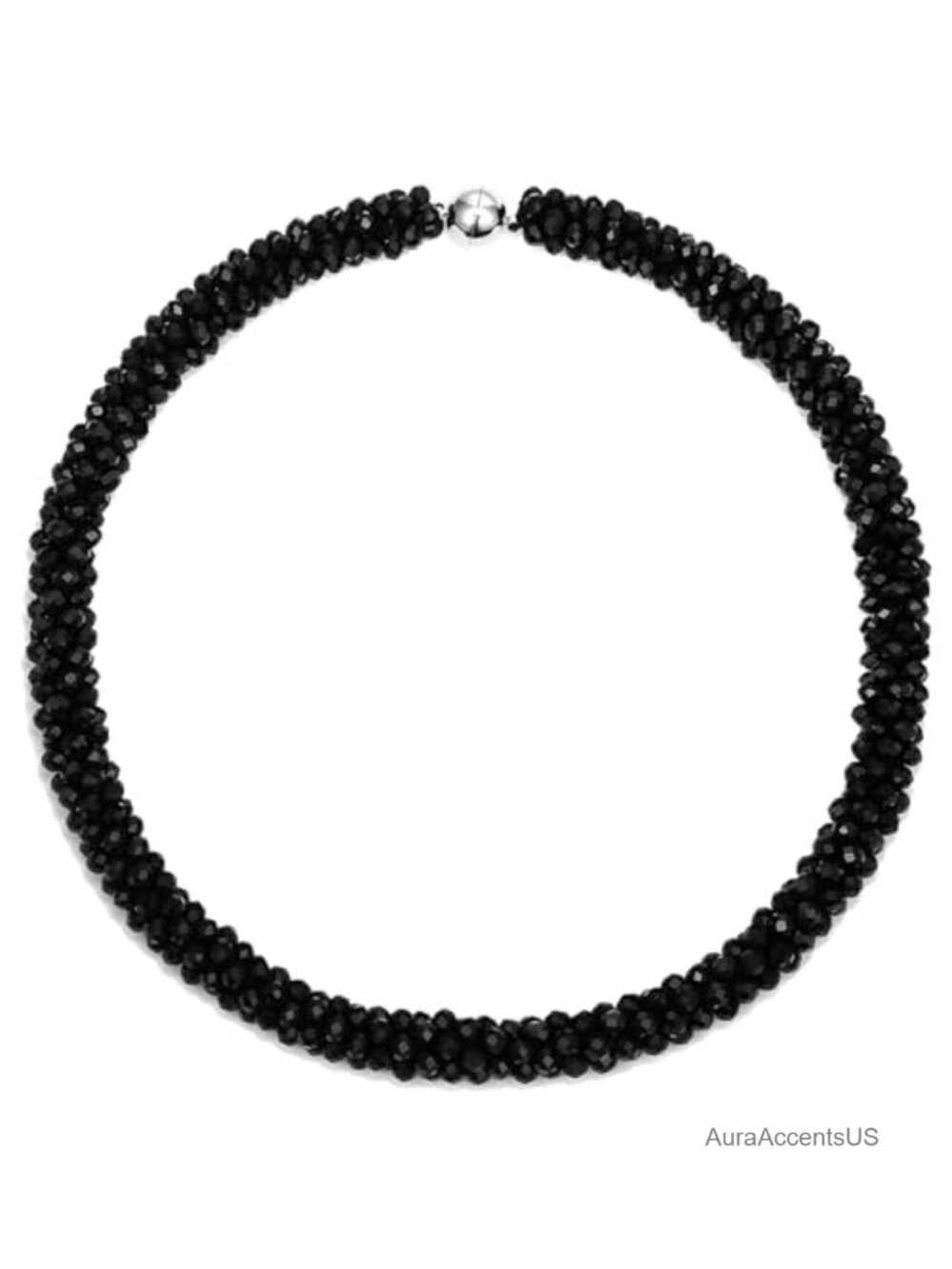 Handmade Crystal Bead Statement Necklace 17in Magnetic Clasp Women Jewelry